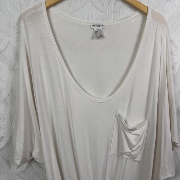 Venus White Twisted Knot Detail Short Sleeve Tunic Tee Size 3X - Picture 3 of 7